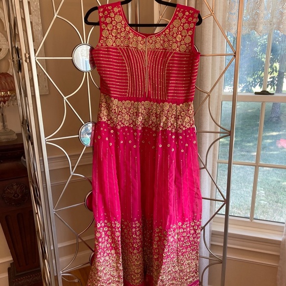 Indian Designer Hot Pink Georgette Anarkali Suit - Picture 5 of 12